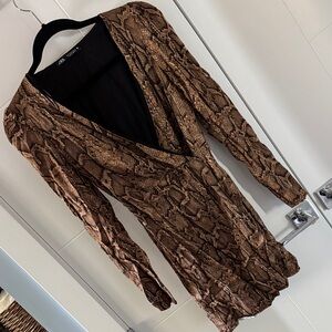 Zara Women's Tan Snake Print wrap mini dress
